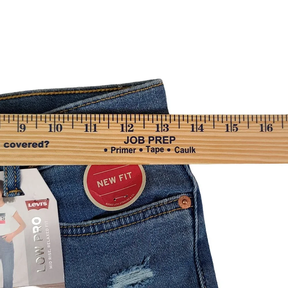 Levi's Girls Size 12R Blue Solid Low Pro Straight Cut Jeans Mid Rise NWT - Picture 3 of 14